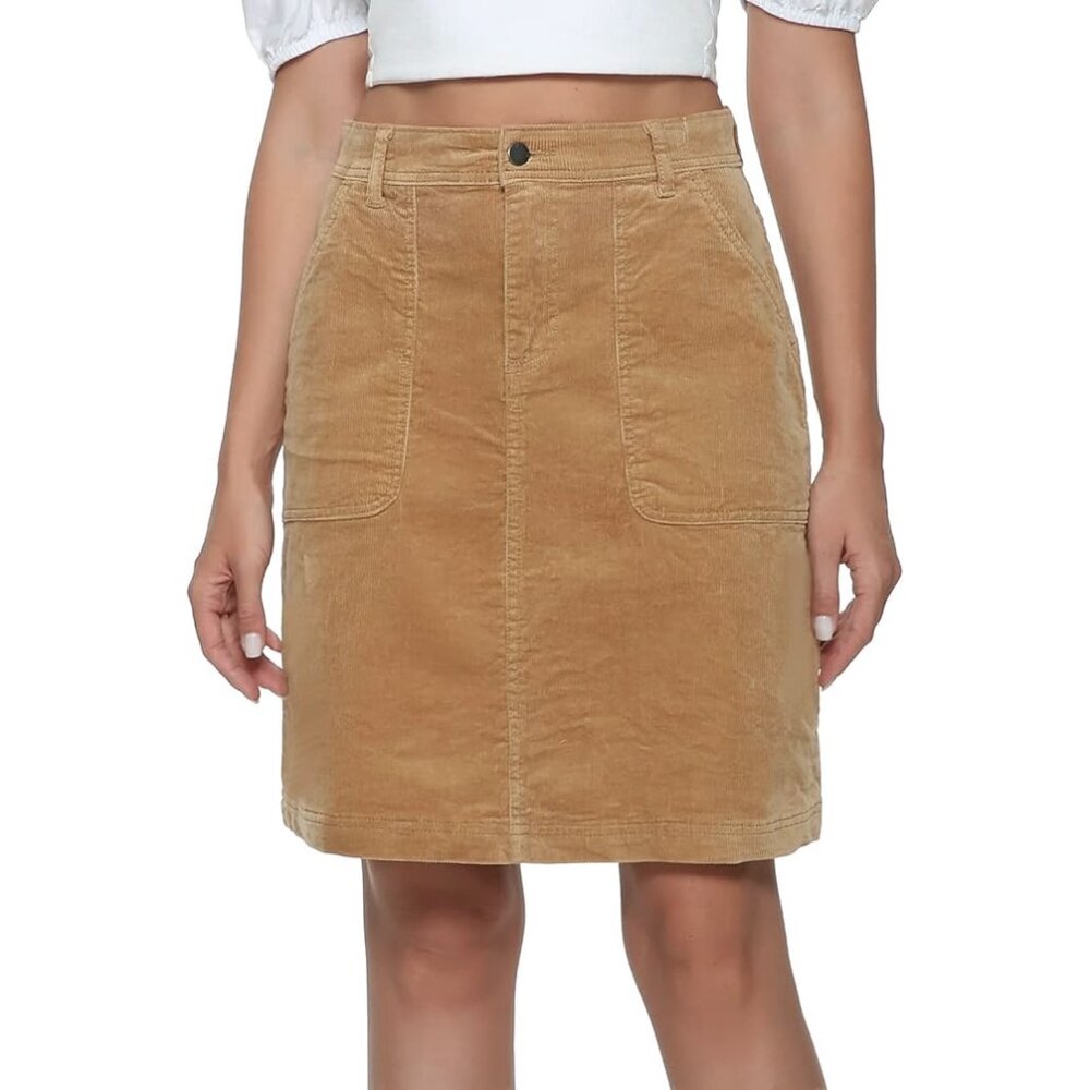 Jeanir Corduroy Tan Midi Skirt Cottagecore Twee Prairie Coastal Cowgirl Boho